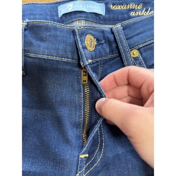 7 For All Mankind Dark Wash b(air) Denim Roxanne Ankle Blue Jeans Size 29 Preppy - Picture 4 of 16